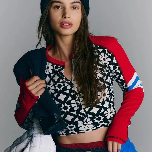 NWT New Free People Movement Women's Size Small S Kicked Off Print Layer Shirt - Picture 1 of 8